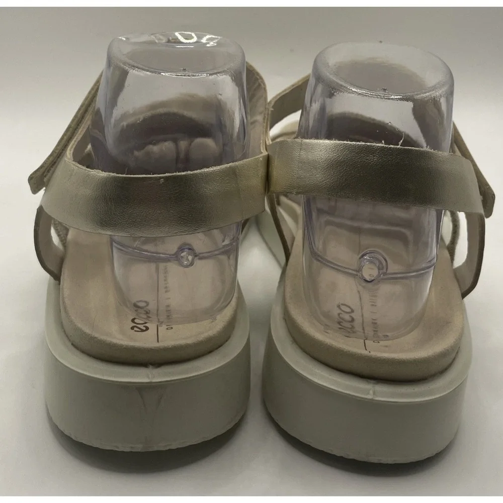 ECCO Z5741 Flowt Women's Metallic Gold Leather Flat Sandal Size 40‎  9-9.5